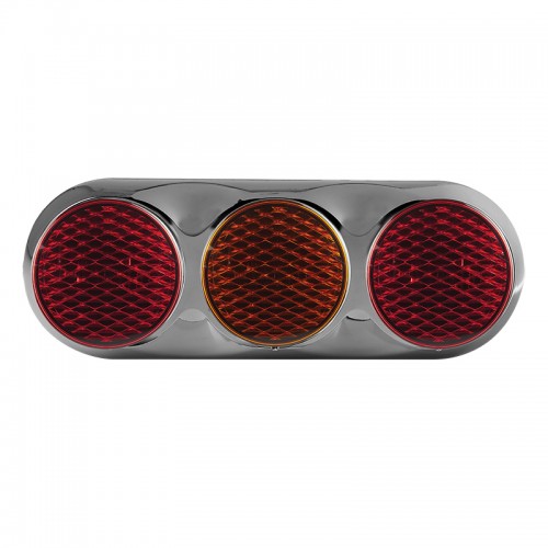 Triple Combination Rear Lamp - Coloured Lens - Chrome Bracket - 12/24V